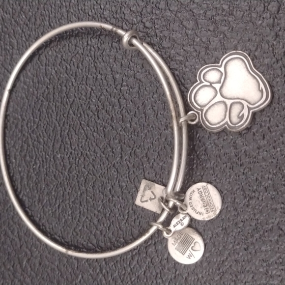 Alex and Ani Jewelry - Alex and Ani Paw Print Silver Charm Bracelet adjustable Bangle boho